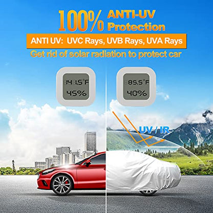 Waterproof Car Cover All Weather Snowproof UV Protection Windproof (Fit Sedan 208''x78''x60''inch)
