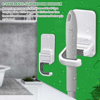 6 pack Broom Holder Wall Mount Mop Holder Broom and Mop Gripper Self Adhesive Peel and Stick Anti