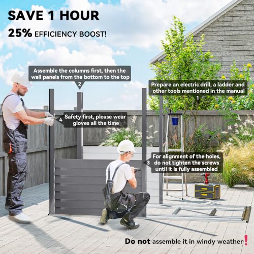 4.6' x 9' Steel Outdoor Storage Shed Waterproof Lean (Gray)