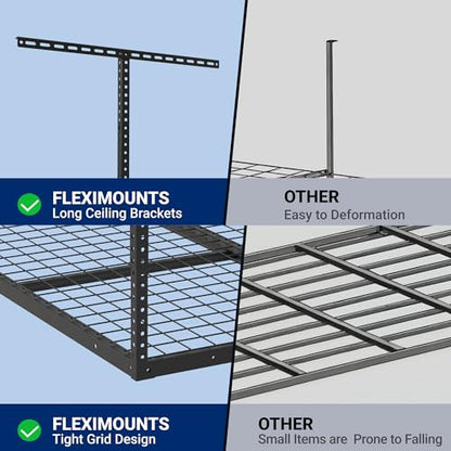 4x4 Overhead Garage Ceiling Storage Rack Organization (Black / 4x4 ft)