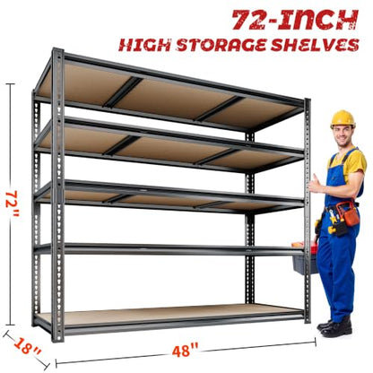 48"W Garage Shelving Heavy Duty (48"W x 72" H x 18" D)