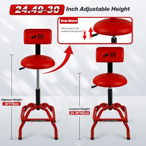 Shop Stool with Backrest (Red)