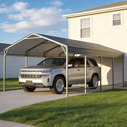 12x20 FT Metal Carport Canopy with Reinforced Base (20x12 FT)