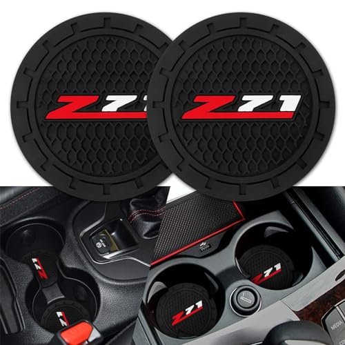 Car Cup Holder Coaster for Chevrolet Z71 Colorado Silverado Series Recessed Silicone Cupholder Coaster Interior Accessories 2.75in 2Pieces Black (Black-a9)