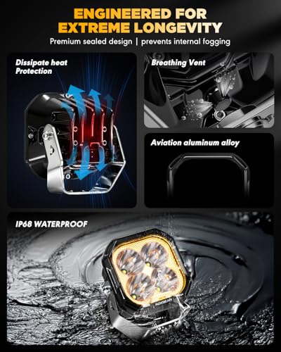 Color Play Series 3 Inch LED Pod Lights with DRL & Turn Signal (Color Play 3 Inch Amber/White Spot & DRL)
