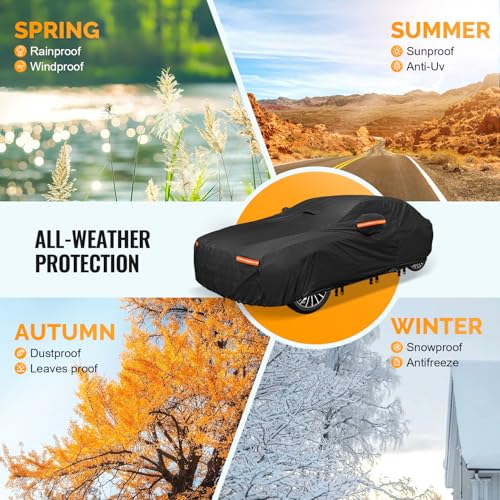 30 Layers Car Cover for Automobiles All Weather Waterproof (Black / Fit Sedans 181"-190")
