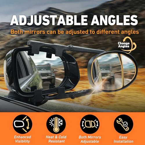 MG94 Dual View Towing Mirrors with Adjustable Blind Spot Mirror