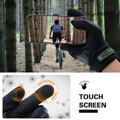 Motorcycle Gloves Touch Screen Full Finger Riding Gloves Knuckle Protection for Men and Women for Dirt Riding (Green / XX-Large)