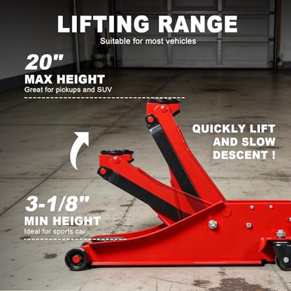 3 Ton Floor Jack (3 Ton Dual Pump / Red)