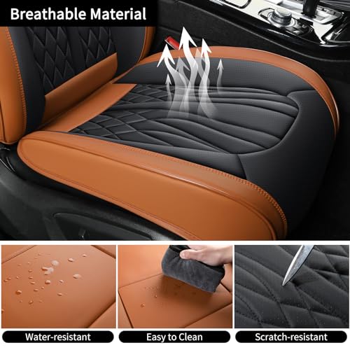Leather Car Seat Covers (Brown&Black/Full Set)