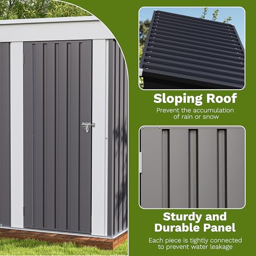 5x3 FT Outdoor Storage Shed (Gray / 5x3 FT)
