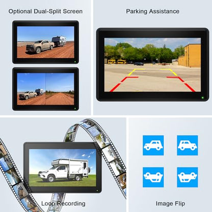 7" HD 1080P Magnetic Solar Wireless Backup Camera 1 Min DIY Install (Murky Black / 7-inch 2-Camera)