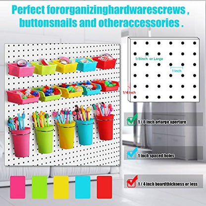 20 Pcs Pegboard Bins and Cups Accessories with Hooks (Mixed Color)