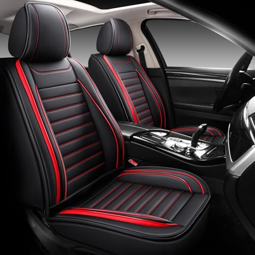Leather Car Seat Covers Full Set (Red 2/Full Set)