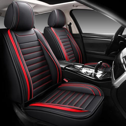 Leather Car Seat Covers Full Set (Red 2/Full Set)