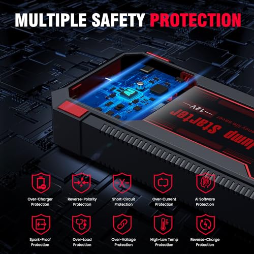 Car Jump Starter 6000A Car Battery Jump Starter Portable (A-Red)