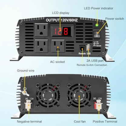 2000 Watt car Power Inverter 12V to 110V (S-2000)