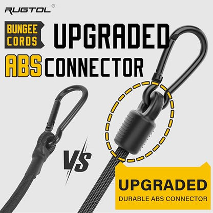 Bungee Cords with Hooks (Black / 48" - 12 Pack - Black)