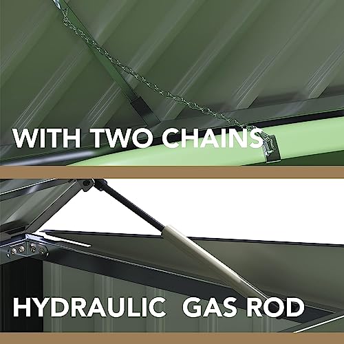 Outdoor Storage Shed 5.8 x 3.3 FT Metal Trash Shed Waterproof Outside Storage with Lid Chain Hydraulic Gas Rod for Trash Can Weeding Tools (Black / 5.8x3.3 FT)