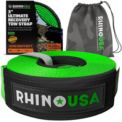 Recovery Tow Strap (Green / 3in x 20ft)