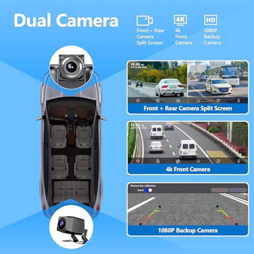 Portable Carplay Screen for Car (10.26" Carplay with 4K DVR & 1080p Rear Cam (64G))