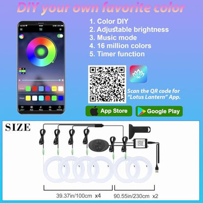 6 in 1 Car Led Strip Lights with App Control (6 in 1)