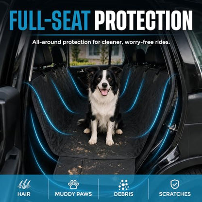 Bulldogology Dog Car Seat Cover for Back Seat 58"x56" Waterproof Pet Seat Cover SUV (Black / Large)