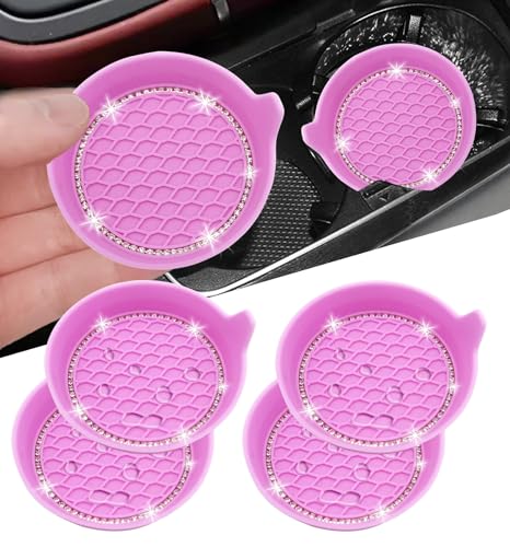 4pcs Bling Car Cup Holder Coaster (New Pink / 4pcs)