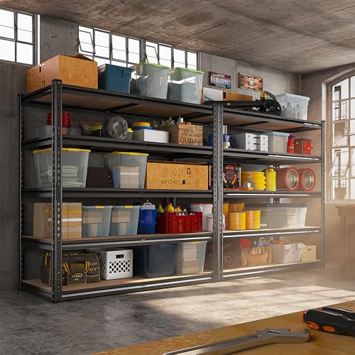 2500LBS Garage Shelving Heavy Duty 72''H Storage Shelves 40" W Heavy Duty 5 Tier Metal Shelves Adjustable Pantry Shelf for Closet Pantry Basement Kitchen Warehouse 72" H x 40" W x 20" D (20"D x 40"W x 72"H)