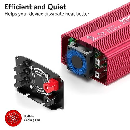 500W Pure Sine Wave Power Inverter (Red)