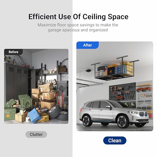 3x6 Overhead Garage Ceiling Storage Rack (Black / 3x6 ft)