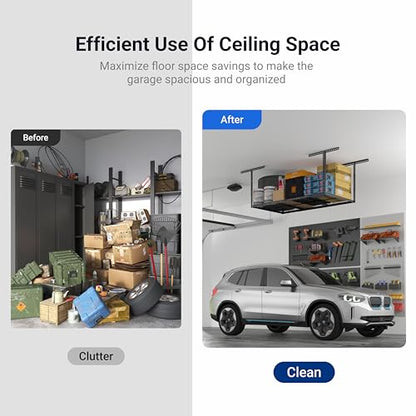 3x6 Overhead Garage Ceiling Storage Rack (Black / 3x6 ft)