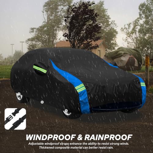 Car Cover Compatible with Tesla Model 3 (Black-Blue / Fit Tesla Model 3)