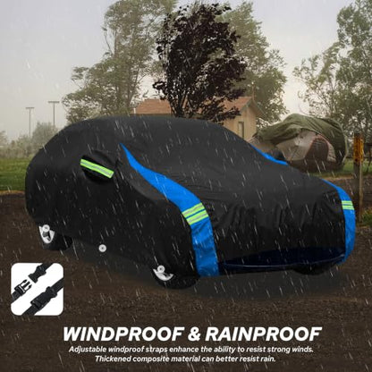 Car Cover Compatible with Tesla Model 3 (Black-Blue / Fit Tesla Model 3)