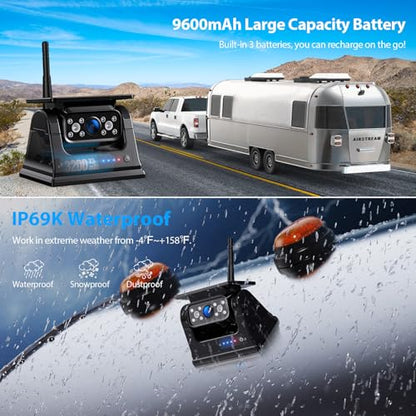 10.1" Magnetic Solar Wireless Backup Camera System (Black / 10'' 1 CAM Rear View)