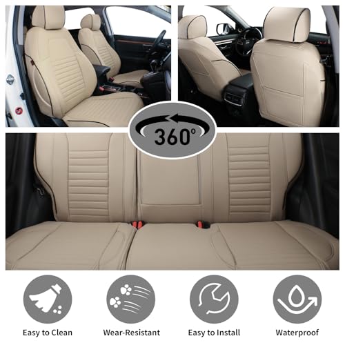 Car Accord Seat Covers 2016 (Beige / 2016-2017 Sedan;Rear Row 40/60 Split Backrest)