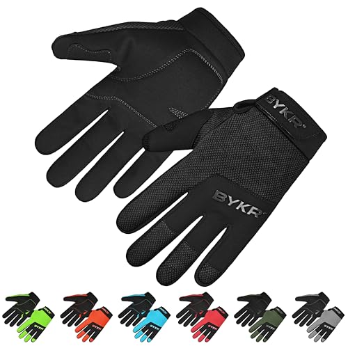 All Weather Motorcycle Gloves for Men & Women (Black / Large)
