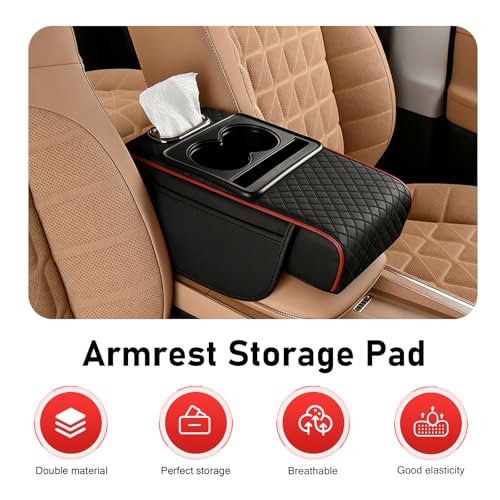 Car Center Console Cover (1 PC / Black & Red)