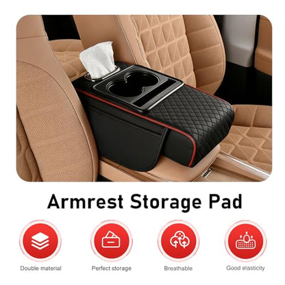 Car Center Console Cover (1 PC / Black & Red)