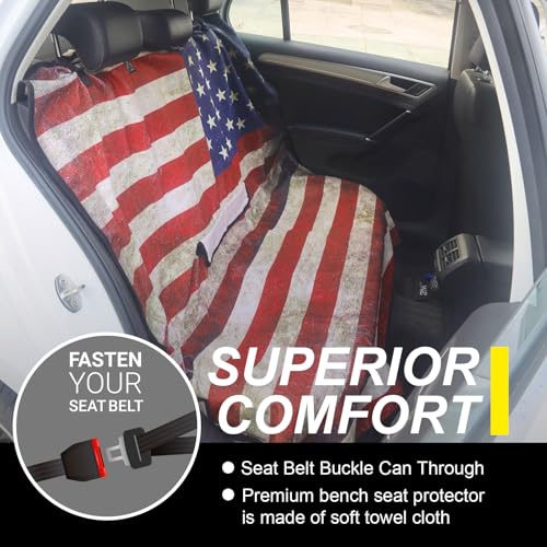 Back Seat Cover for Car Trucks Van SUV Jeep (Rear Bench Seat Towel / American Flag)