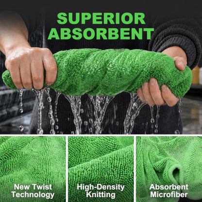Car Drying Towels (New Car Towels - Green / 35.4"x23.6" - 2pcs)