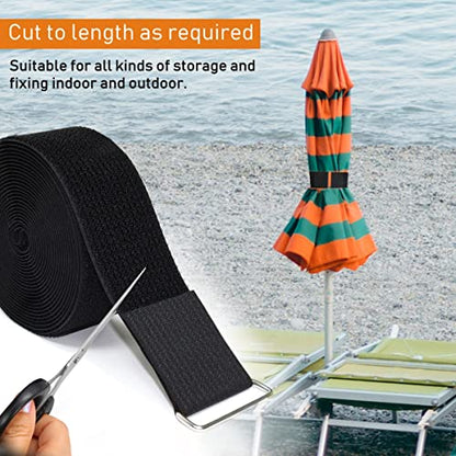 2"x16ft Reusable Cinch Strap with 10 Metal Buckles (2in x 16ft Black)