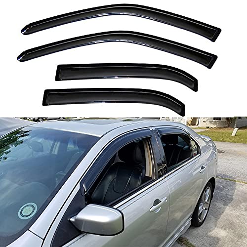 Window Visors Rain Guards for 06 (06-12 Ford Fusion (Dark Smoke))