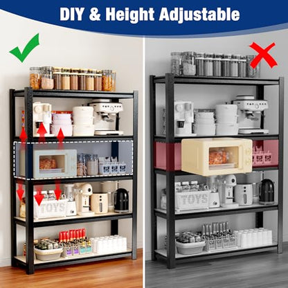 5 Tier Black Shelving with Board (Black / 48"W x 24"D x 72"H)