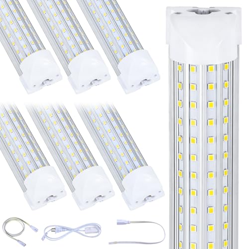 6-Pack), 8FT LED Shop Light, Super Bright 120W Shop Lights, 19800LM 5000K 8 Foot Led Lights, Linkable 96" Shop Lights Lighting for Garage with Plug, U Shape T8 8' Led Light Fixtures (8FT 6PCS)