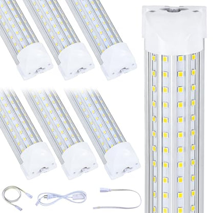 6-Pack), 8FT LED Shop Light, Super Bright 120W Shop Lights, 19800LM 5000K 8 Foot Led Lights, Linkable 96" Shop Lights Lighting for Garage with Plug, U Shape T8 8' Led Light Fixtures (8FT 6PCS)