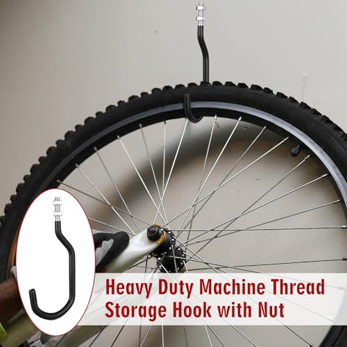4 Pcs Machine Thread Bicycle Storage Hook (3.15 Inch / Black)