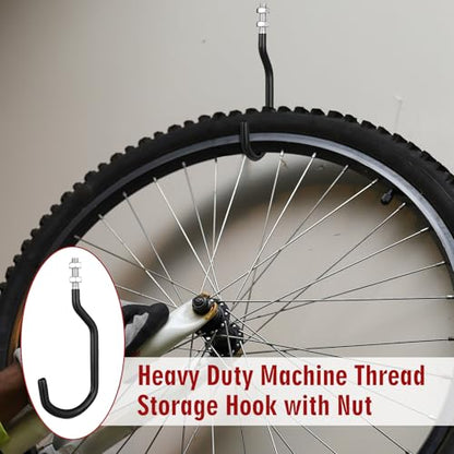4 Pcs Machine Thread Bicycle Storage Hook (3.15 Inch / Black)