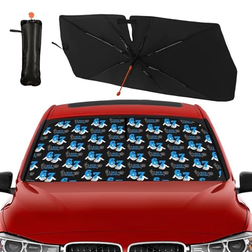 Funny Six Seven Car Windshield Sunshade Umbrella Foldable (57X31 Inch / styled45f-3)