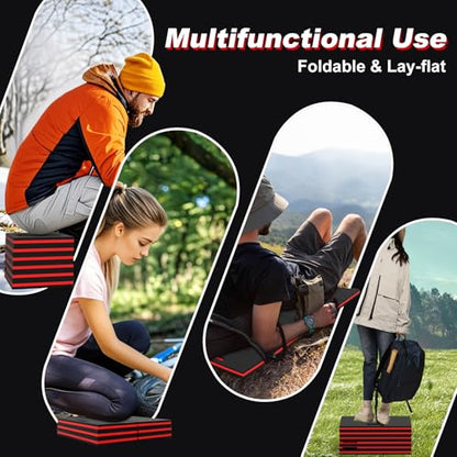 Thick Mechanic Mat Foldable EVA Kneeling Pad with Magnetic Tool Slot (Black & Red / 15.8"W)